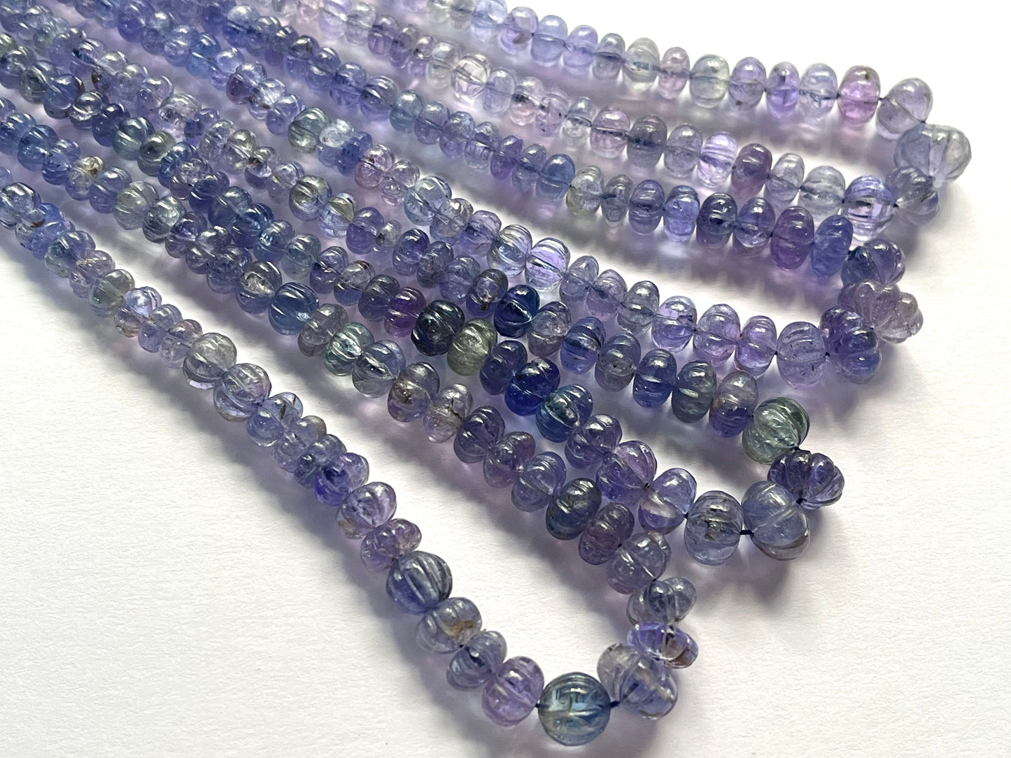 Natural Bi-color Tanzanite Hand carved Melons Shape beads