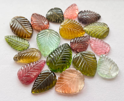 Natural Tourmaline Leaf Carving loose stones