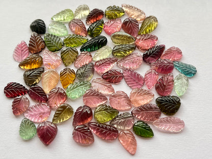 Natural Tourmaline Leaf Carving loose stones