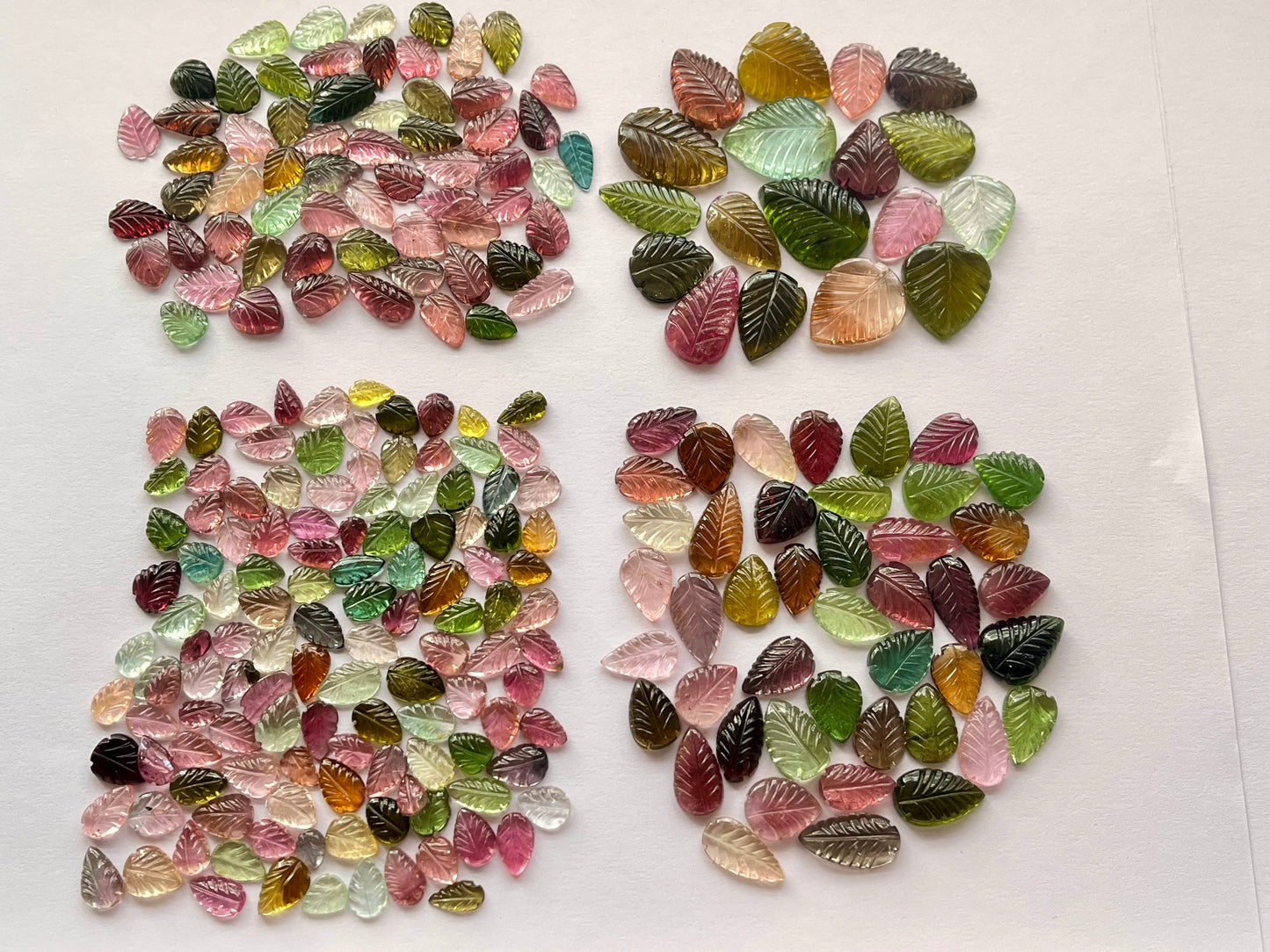 Natural Tourmaline Leaf Carving loose stones