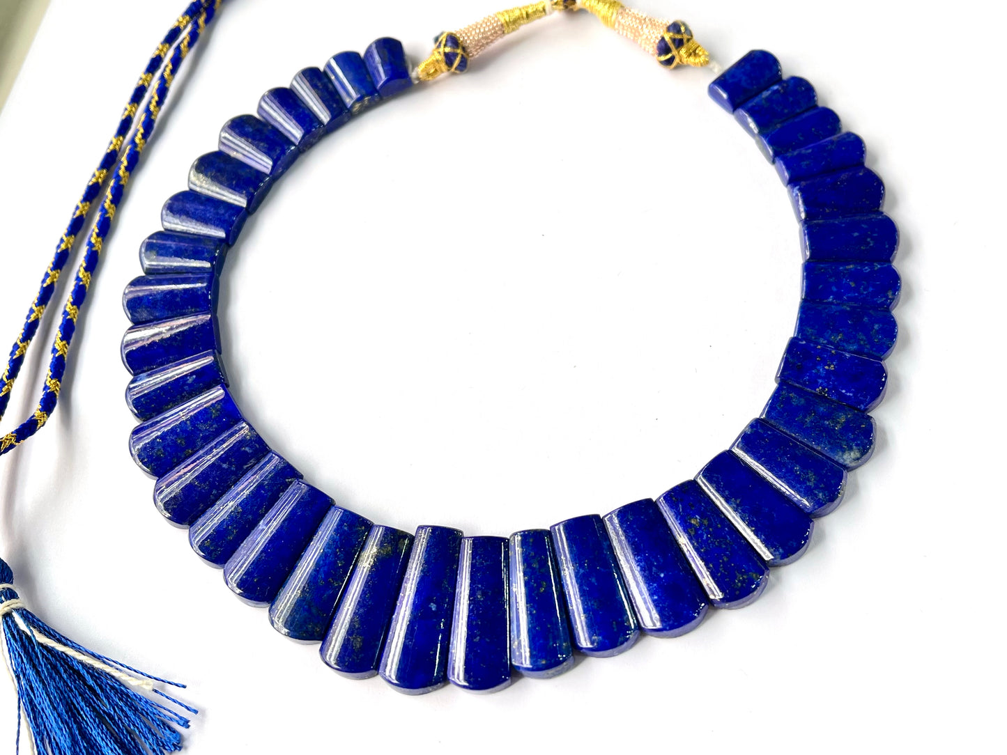 Natural Lapis Lazuli Bib Necklace, Cleopatra Egyptian Necklace, Fancy Beach Jewelry, AAA Lapis Lazuli Choker Handmade Necklace