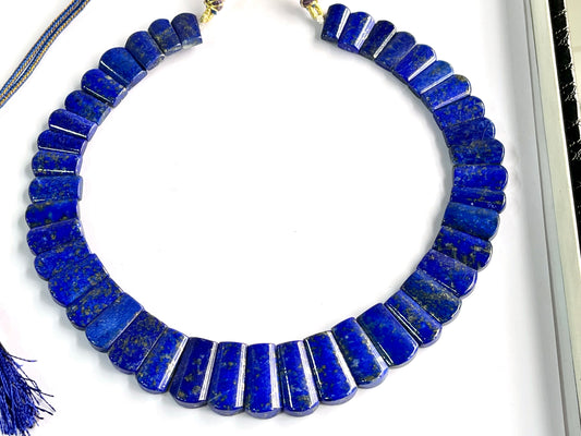 Natural Lapis Lazuli Bib Necklace, Cleopatra Egyptian Necklace, Fancy Beach Jewelry, AAA Lapis Lazuli Choker Handmade Necklace