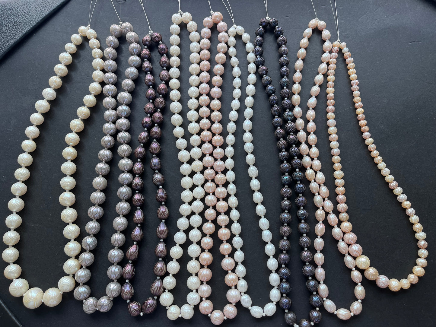 Hand-Carved Natural Freshwater Pearl Strands - Detailed Carving, Lustrous Pearls for Jewelry Making, Freshwater Pearl Necklace Strands