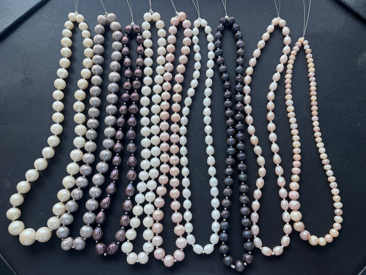 Hand-Carved Natural Freshwater Pearl Strands - Detailed Carving, Lustrous Pearls for Jewelry Making, Freshwater Pearl Necklace Strands