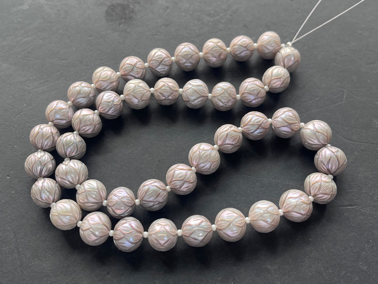 Hand-Carved Natural Freshwater Pearl Strands - Detailed Carving, Lustrous Pearls for Jewelry Making, Freshwater Pearl Necklace Strands