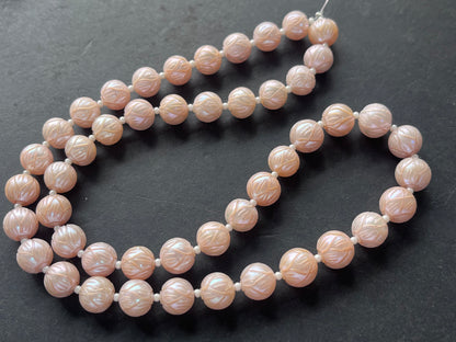 Hand-Carved Natural Freshwater Pearl Strands - Detailed Carving, Lustrous Pearls for Jewelry Making, Freshwater Pearl Necklace Strands