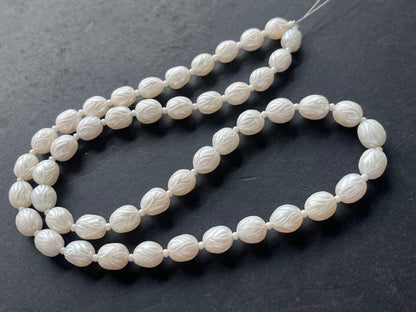 Hand-Carved Natural Freshwater Pearl Strands - Detailed Carving, Lustrous Pearls for Jewelry Making, Freshwater Pearl Necklace Strands