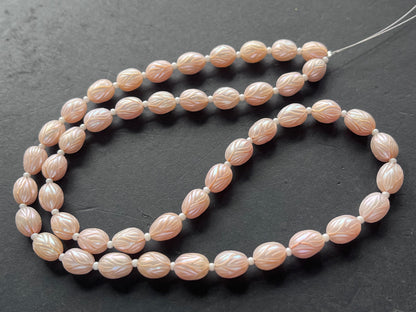 Hand-Carved Natural Freshwater Pearl Strands - Detailed Carving, Lustrous Pearls for Jewelry Making, Freshwater Pearl Necklace Strands