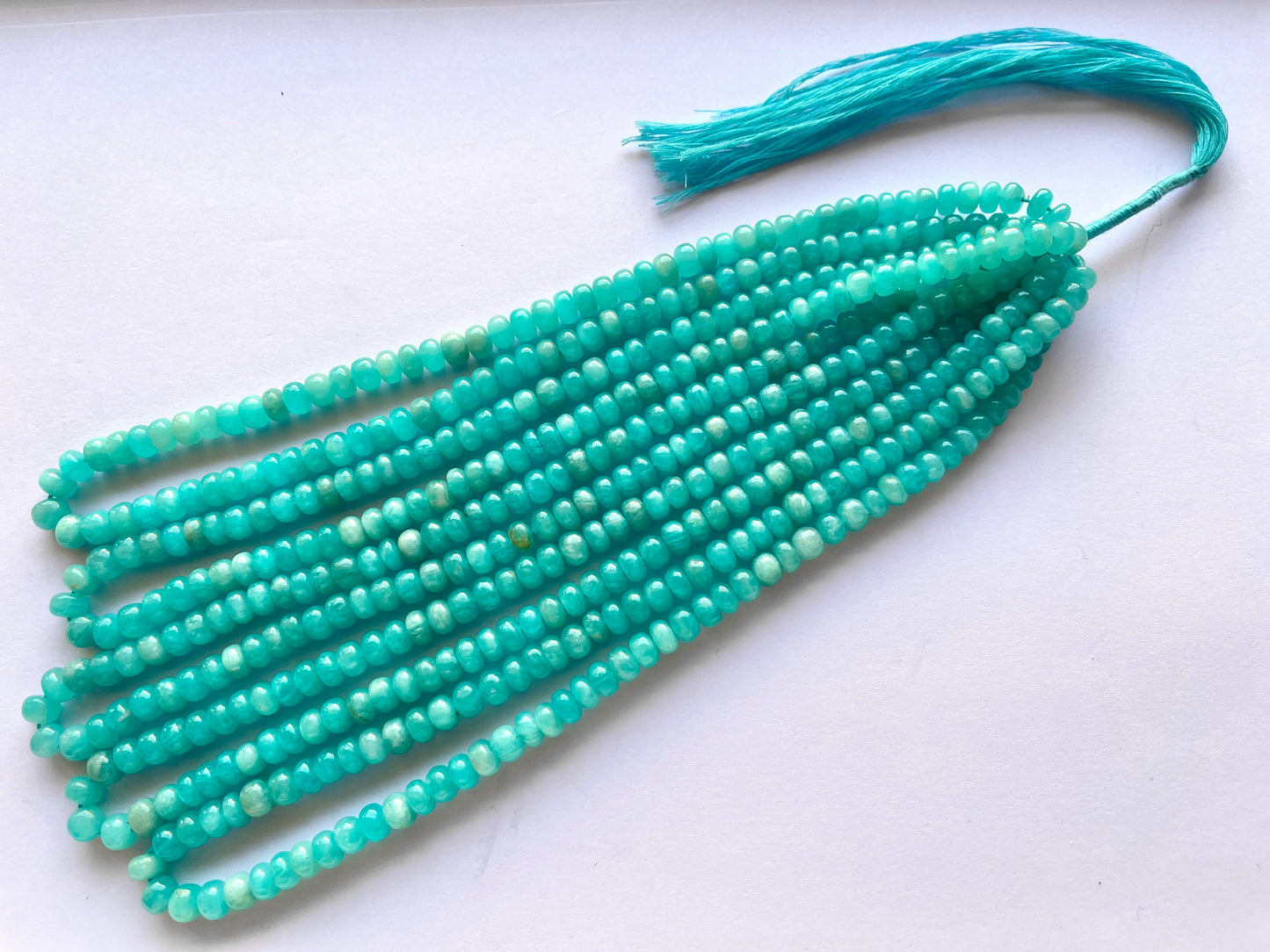 Natural Blue Amazonite Smooth Rondelle Beads