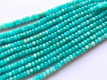 Natural Blue Amazonite Smooth Rondelle Beads