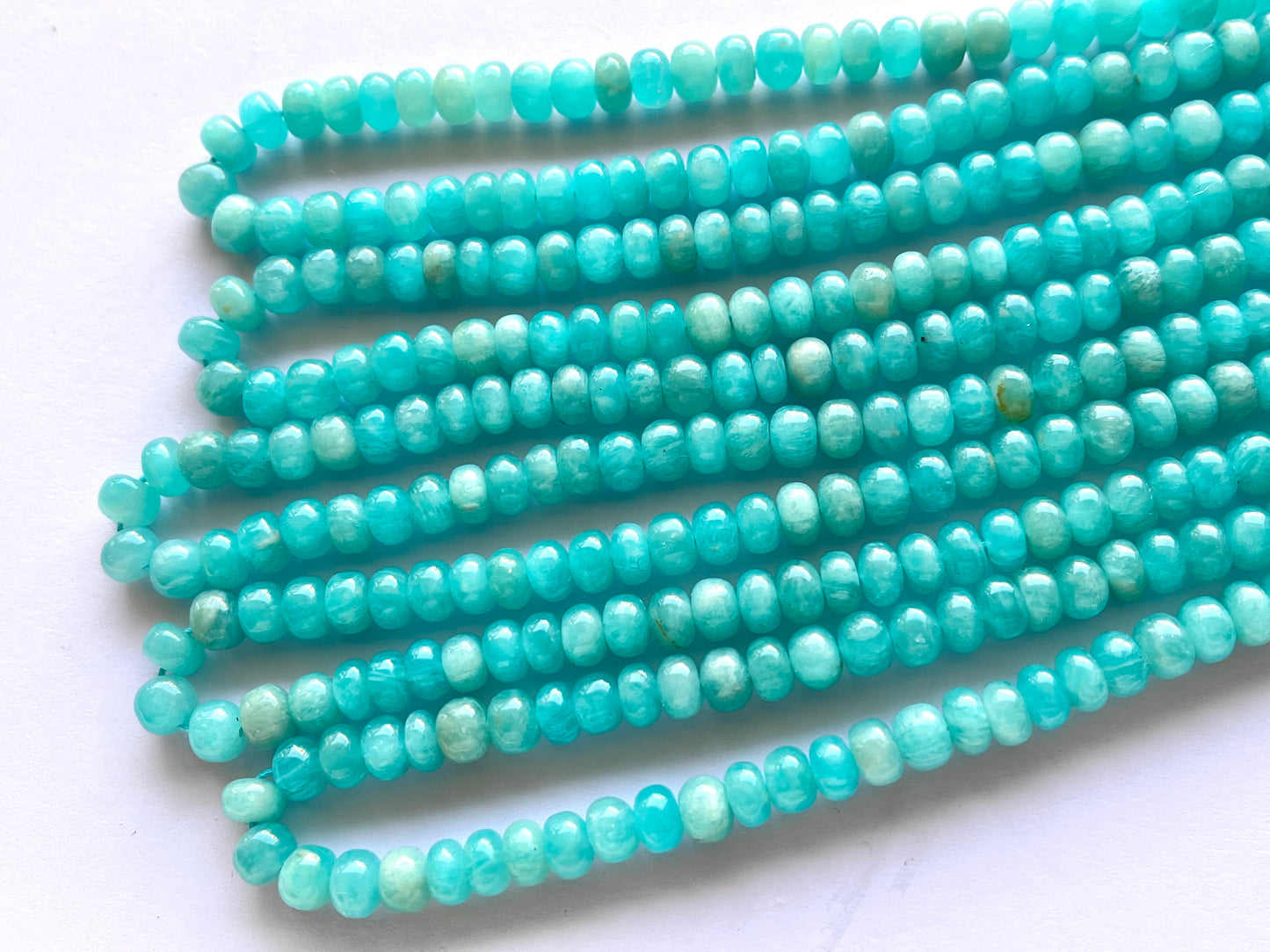 Natural Blue Amazonite Smooth Rondelle Beads