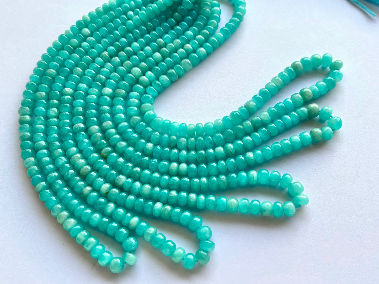 Natural Blue Amazonite Smooth Rondelle Beads