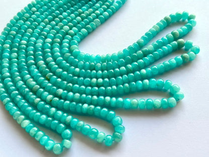 Natural Blue Amazonite Smooth Rondelle Beads