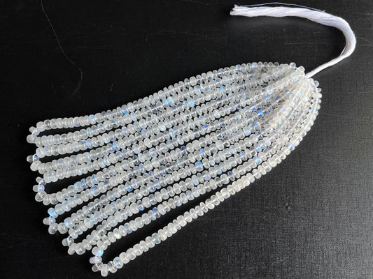 Natural rainbow moonstone smooth rondelle shape beads