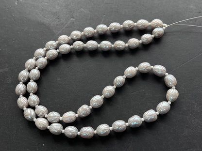 Hand-Carved Natural Freshwater Pearl Strands - Detailed Carving, Lustrous Pearls for Jewelry Making, Freshwater Pearl Necklace Strands