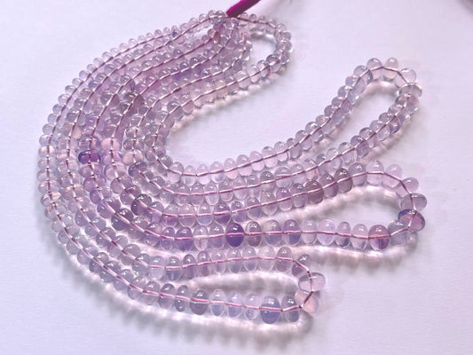 AAA Natural Lavender Quartz Smooth Rondelle Beads