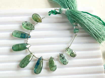 Mint Green Natural Kyanite Faceted Pear Shape Briolette Beads