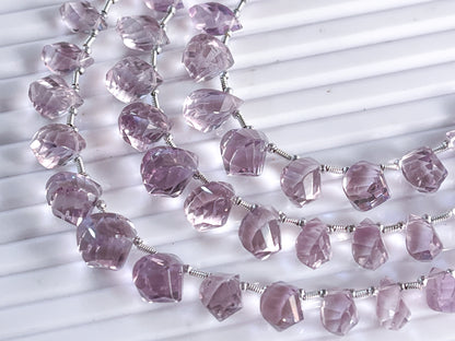 Pink Amethyst twisted shape faceted drops