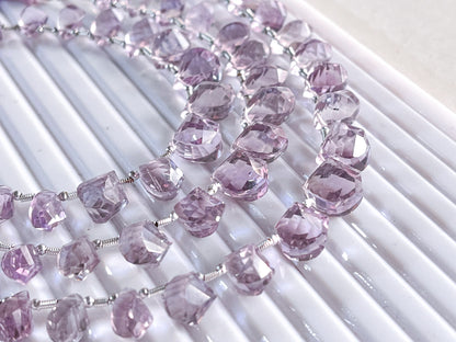 Pink Amethyst twisted shape faceted drops