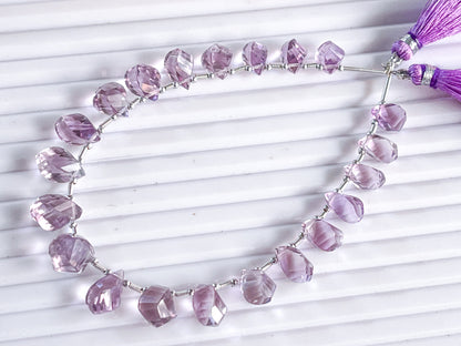 Pink Amethyst twisted shape faceted drops