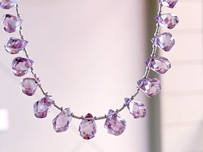 Pink Amethyst twisted shape faceted drops