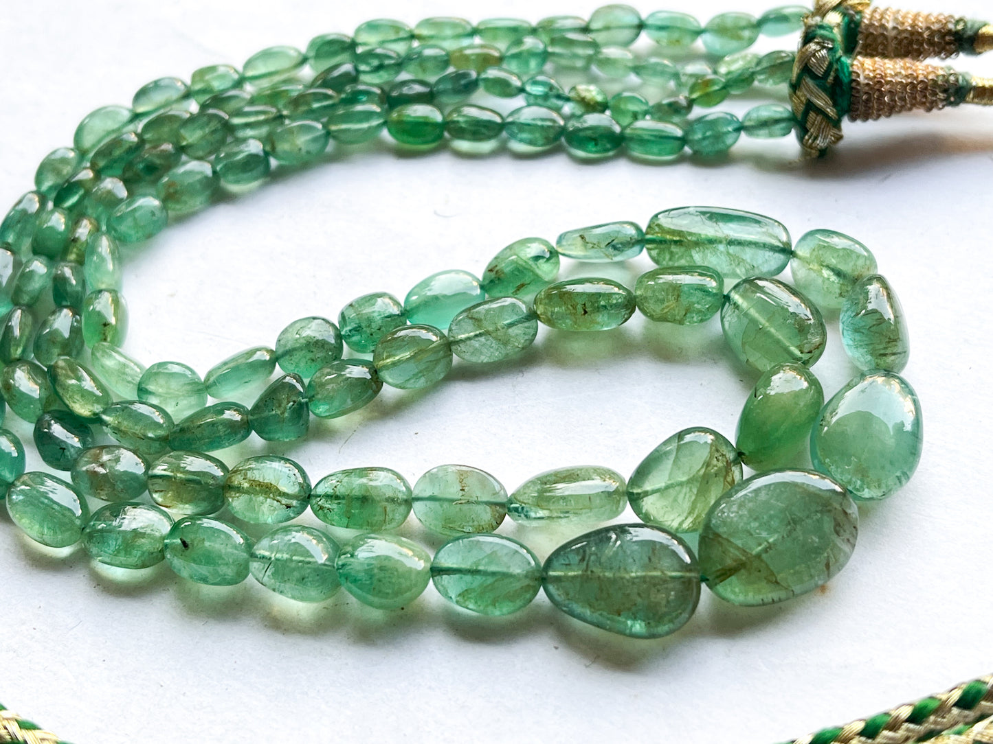 Natural Zambian Emerald Smooth Tumble Shape Beads