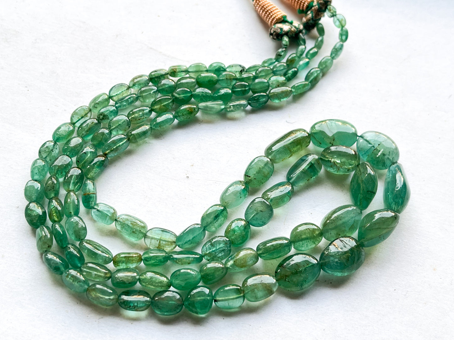 Natural Zambian Emerald Smooth Tumble Shape Beads