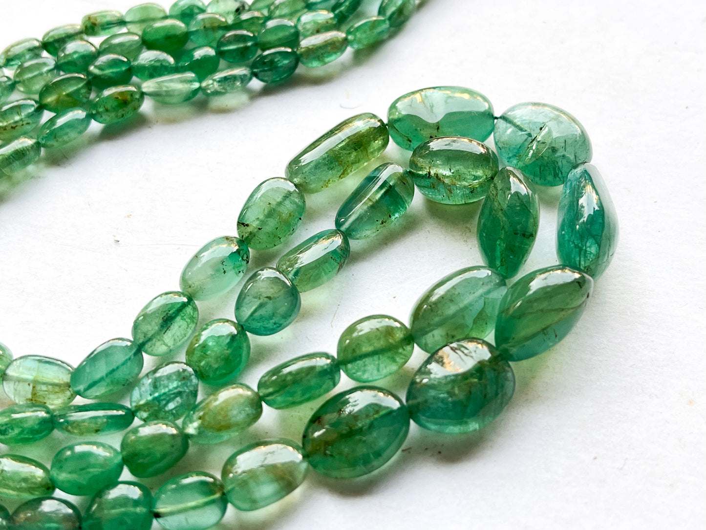 Natural Zambian Emerald Smooth Tumble Shape Beads