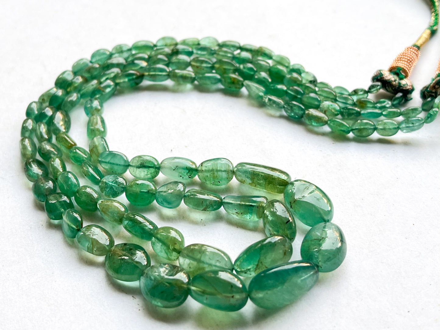 Natural Zambian Emerald Smooth Tumble Shape Beads