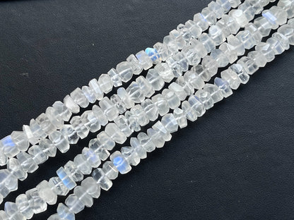 Natural Rainbow Moonstone Uneven Shape Tumble Faceted Beads