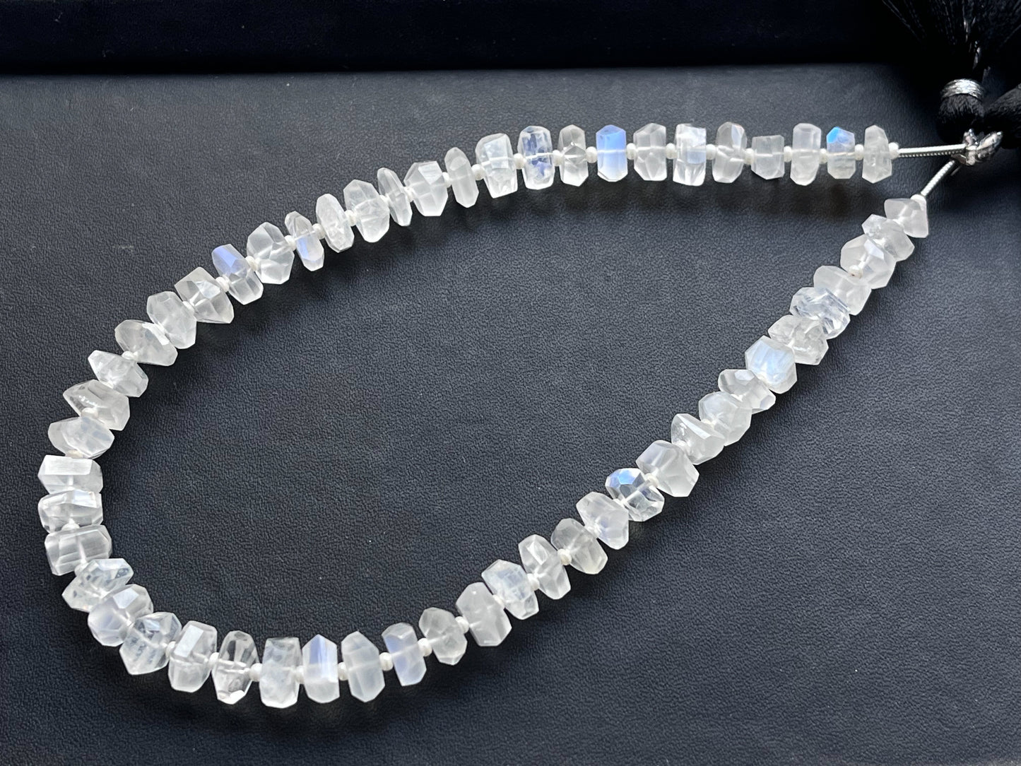 Natural Rainbow Moonstone Uneven Shape Tumble Faceted Beads