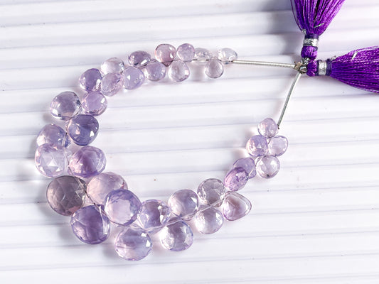 Lavender Quartz faceted heart shape briolette beads