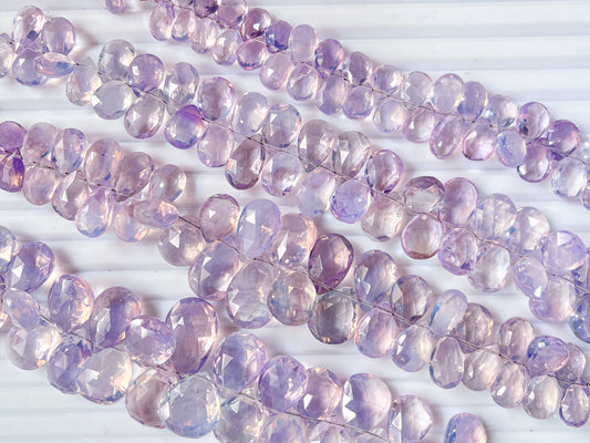 Lavender Quartz faceted pear shape briolette beads