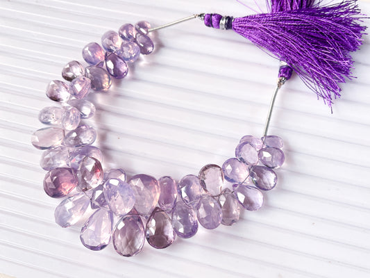 Lavender Quartz faceted pear shape briolette beads