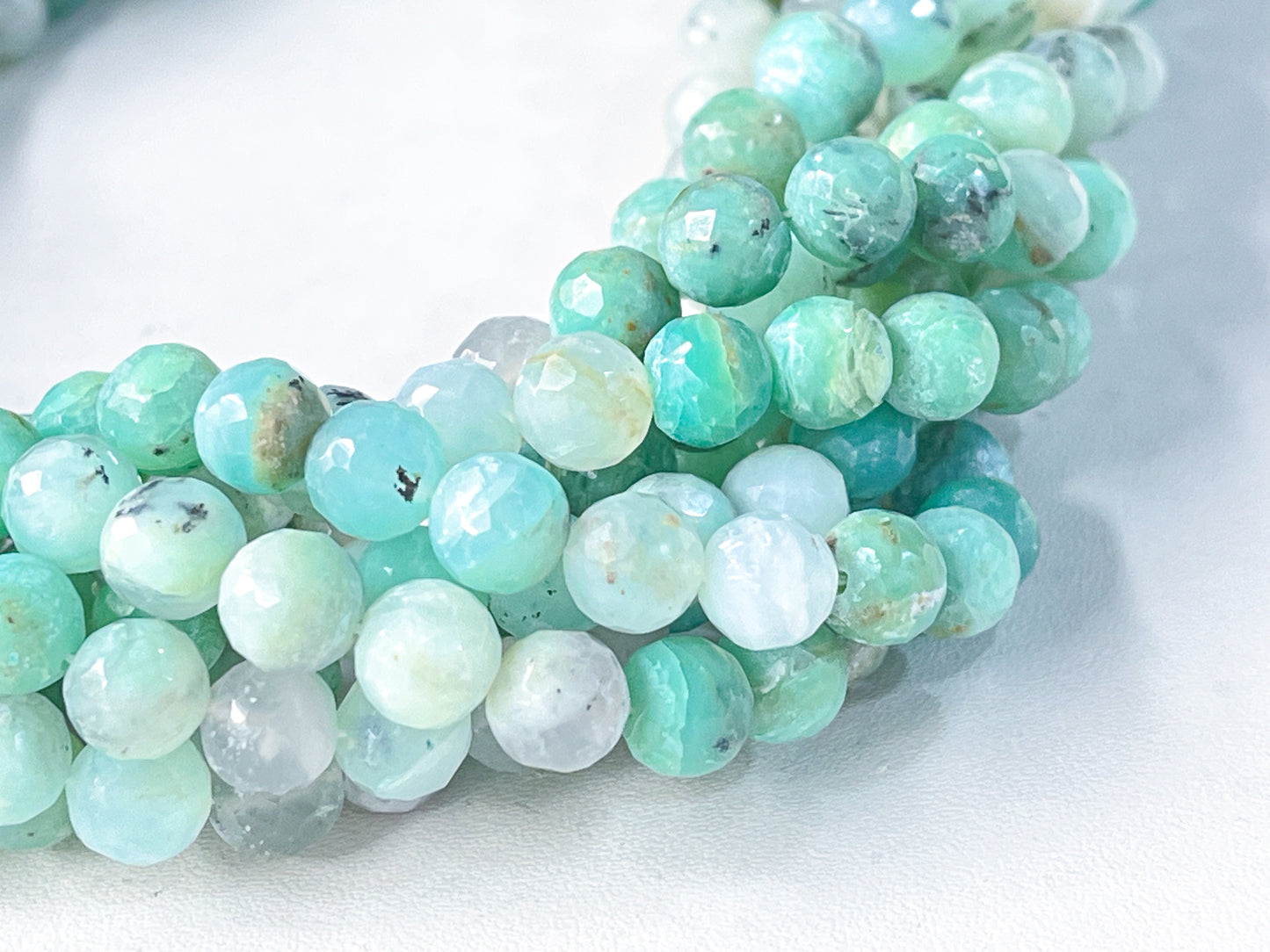 Peru Opal Micro Faceted Spherical Shape Beads