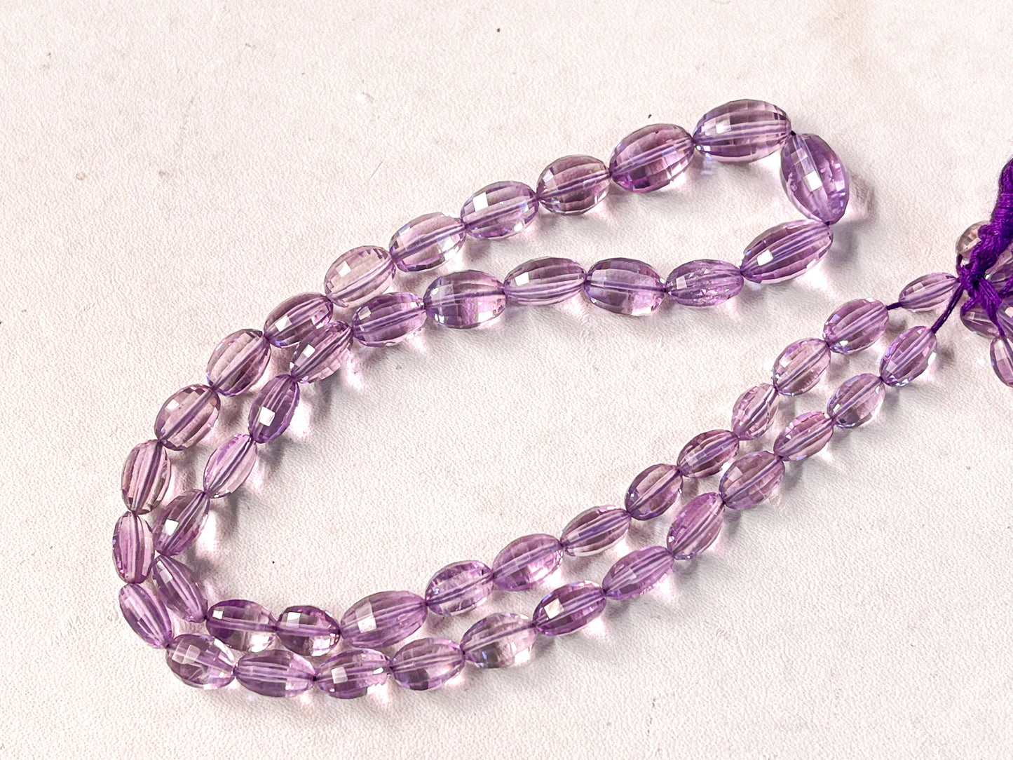 Pink Amethyst Step cut Oval Shape Beads