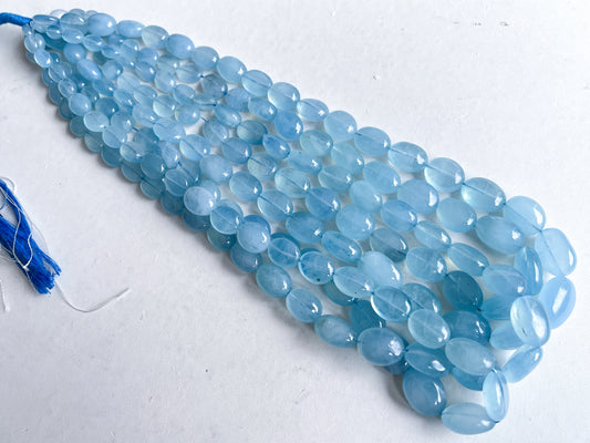 AAA Milky Aquamarine Smooth Tumble Shape Beads