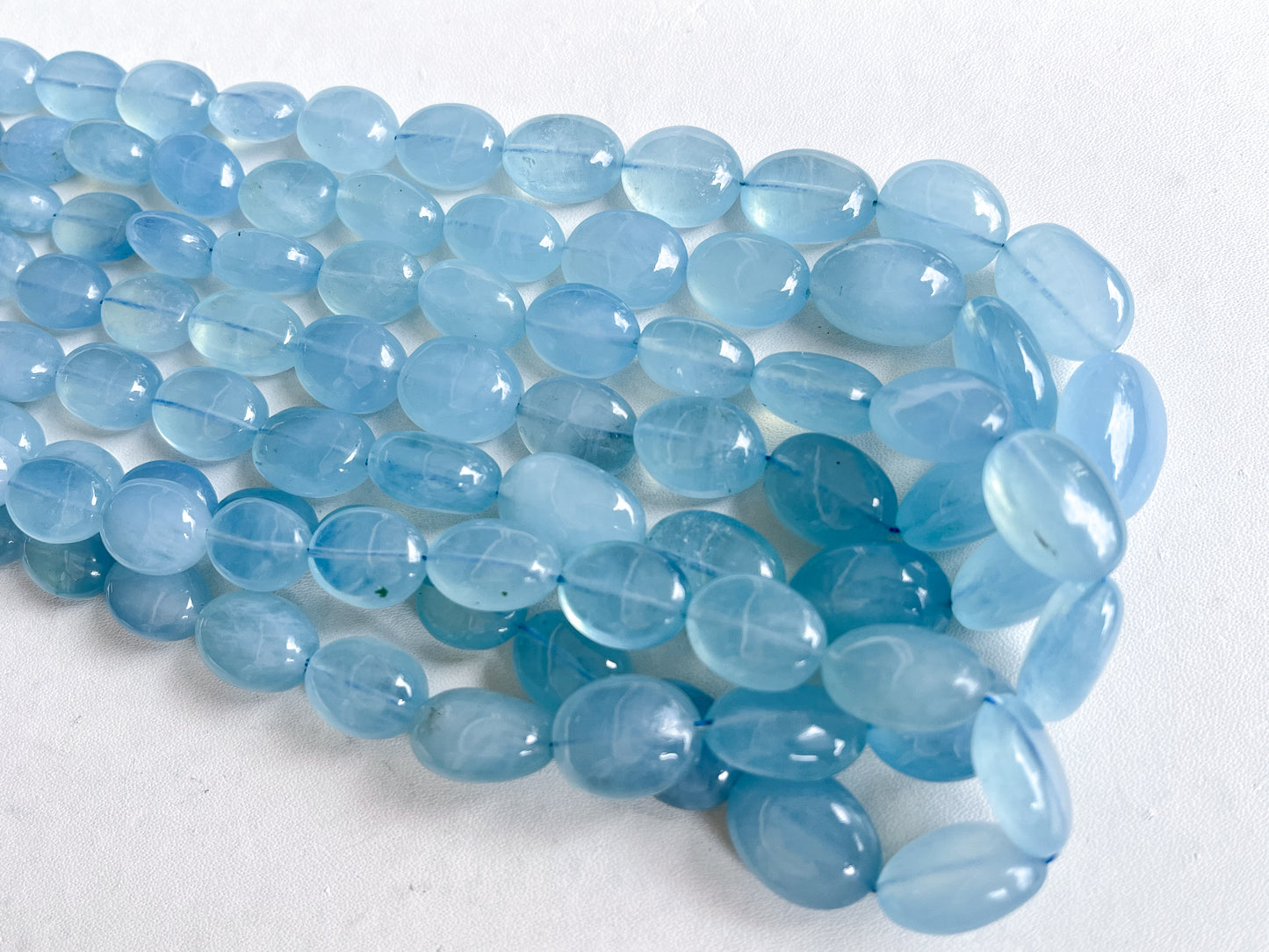 AAA Milky Aquamarine Smooth Tumble Shape Beads