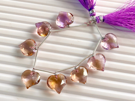 Ametrine Beads Faceted Heart Shape Briolette Beads