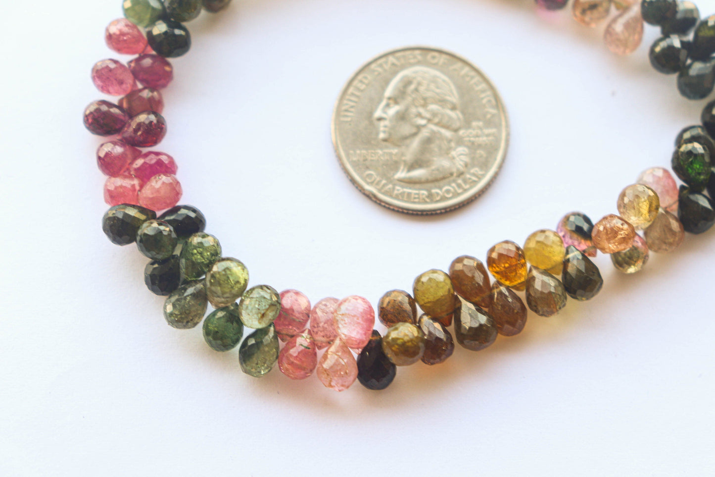 Multi Tourmaline Faceted Drops | 5x7mm | 9 inch | 87 Pieces | Natural Tourmaline Gemstone | Beadsforyourjewellery | BFYJ899 Beadsforyourjewelry