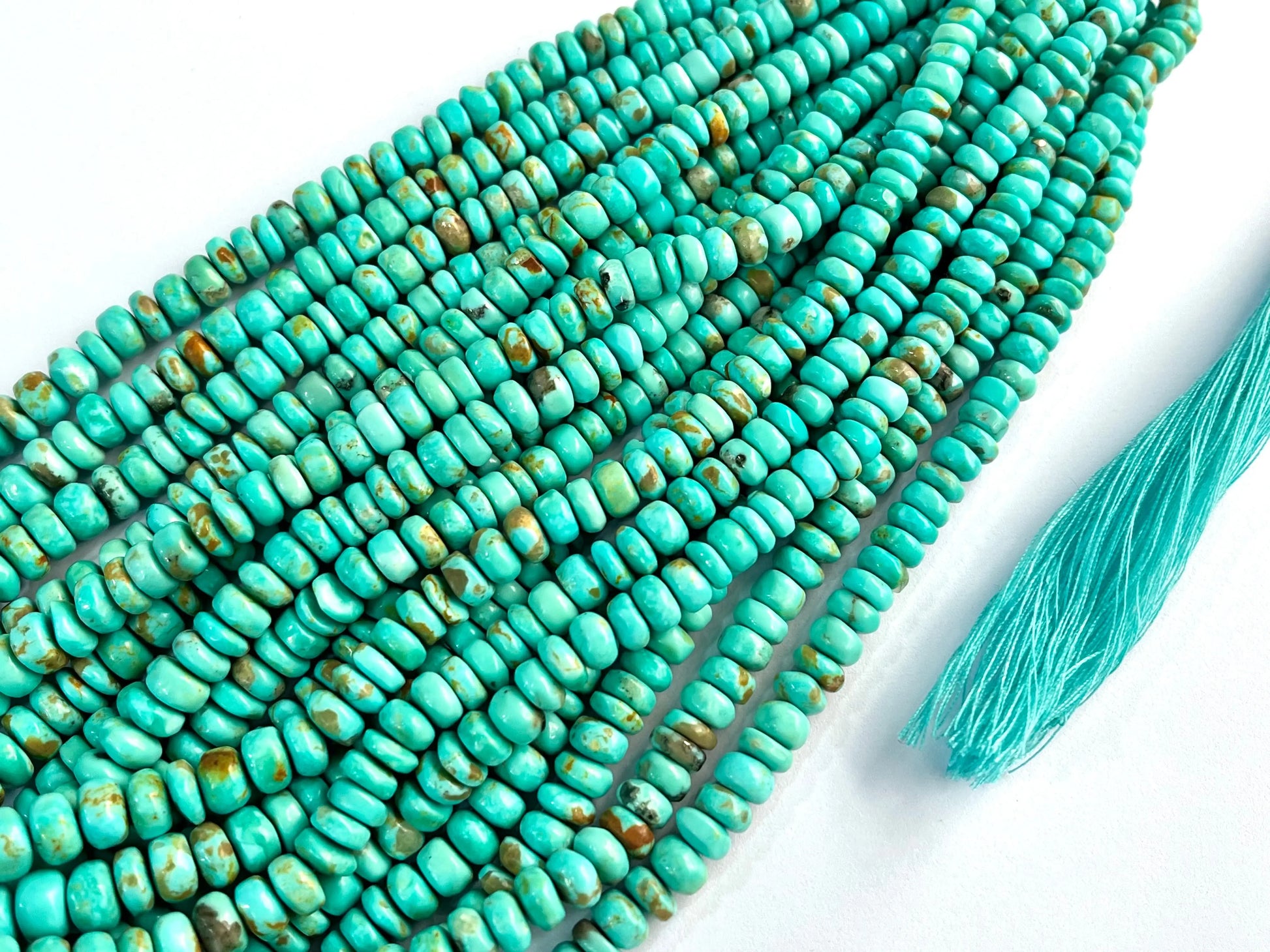 Natural Arizona Turquoise smooth rondelle beads Beadsforyourjewelry