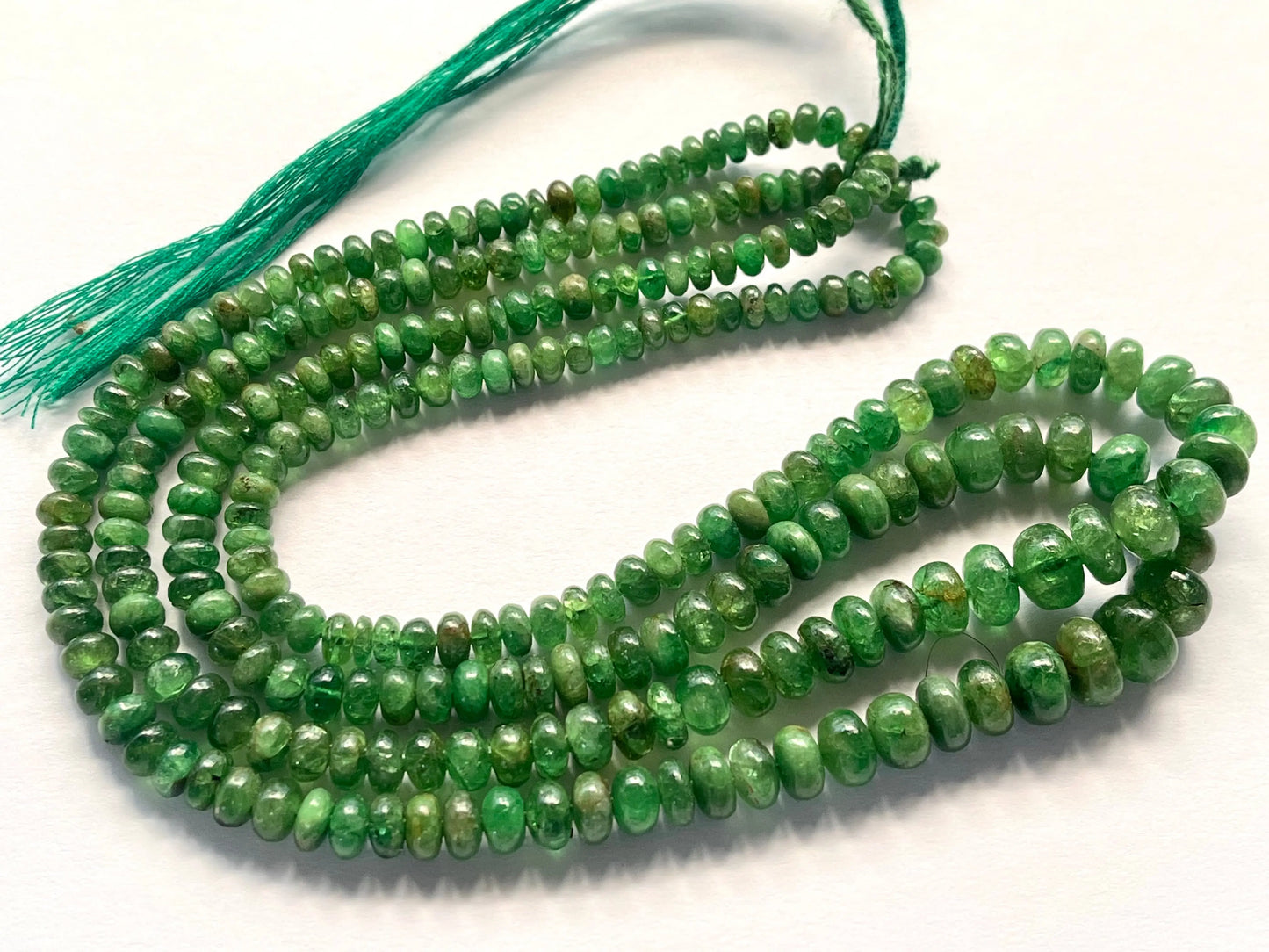 Natural Green Tsavorite Smooth Rondelle shape beads Beadsforyourjewelry