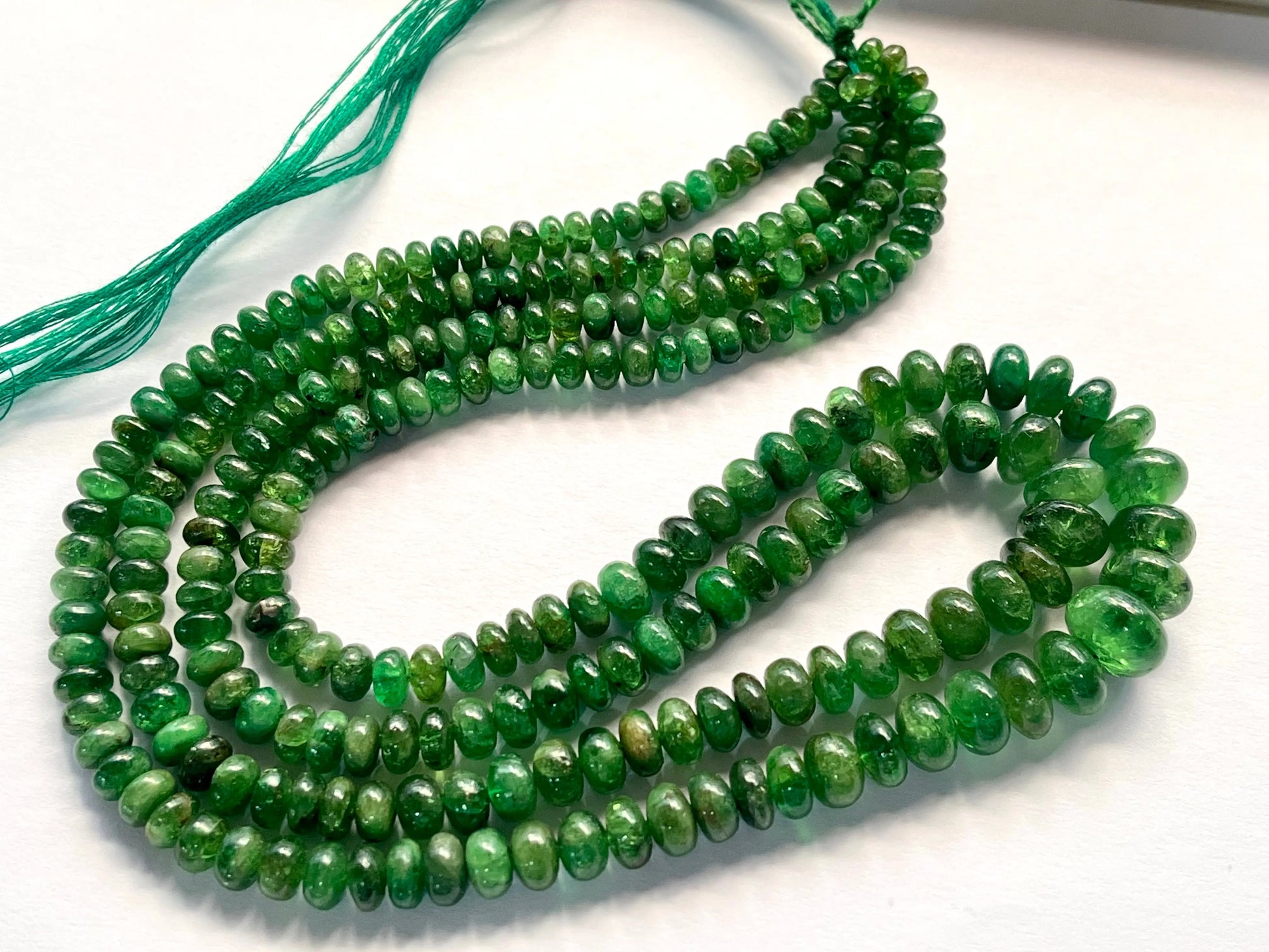 Natural Green Tsavorite Smooth Rondelle shape beads Beadsforyourjewelry