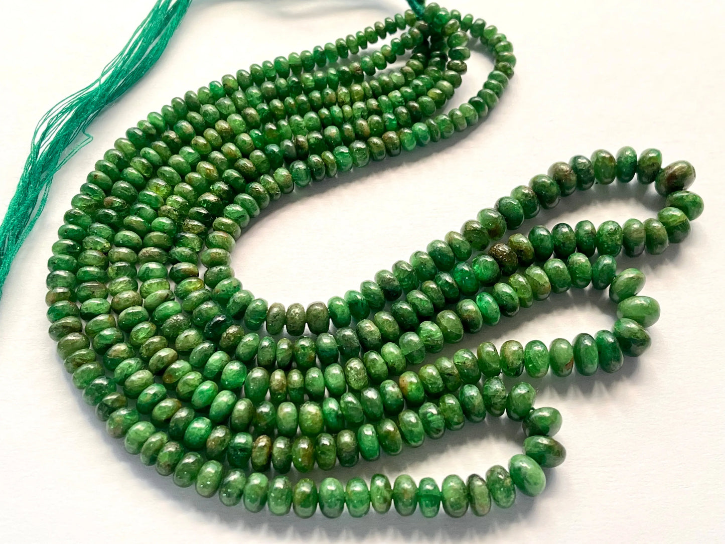 Natural Green Tsavorite Smooth Rondelle shape beads Beadsforyourjewelry