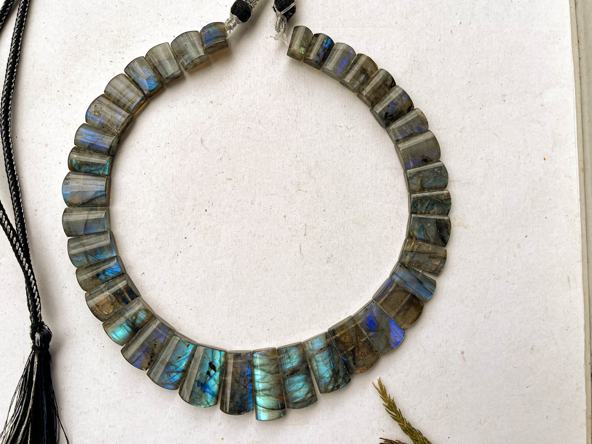 Natural Labradorite Multi Fire Bib Necklace, Cleopatra Egyptian Necklace, Fancy Beach Jewelry, AAA+ Labradorite Choker Handmade Necklace Beadsforyourjewelry