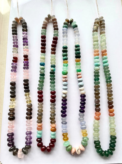 Natural Mix gemstones smooth rondelle beads Beadsforyourjewelry