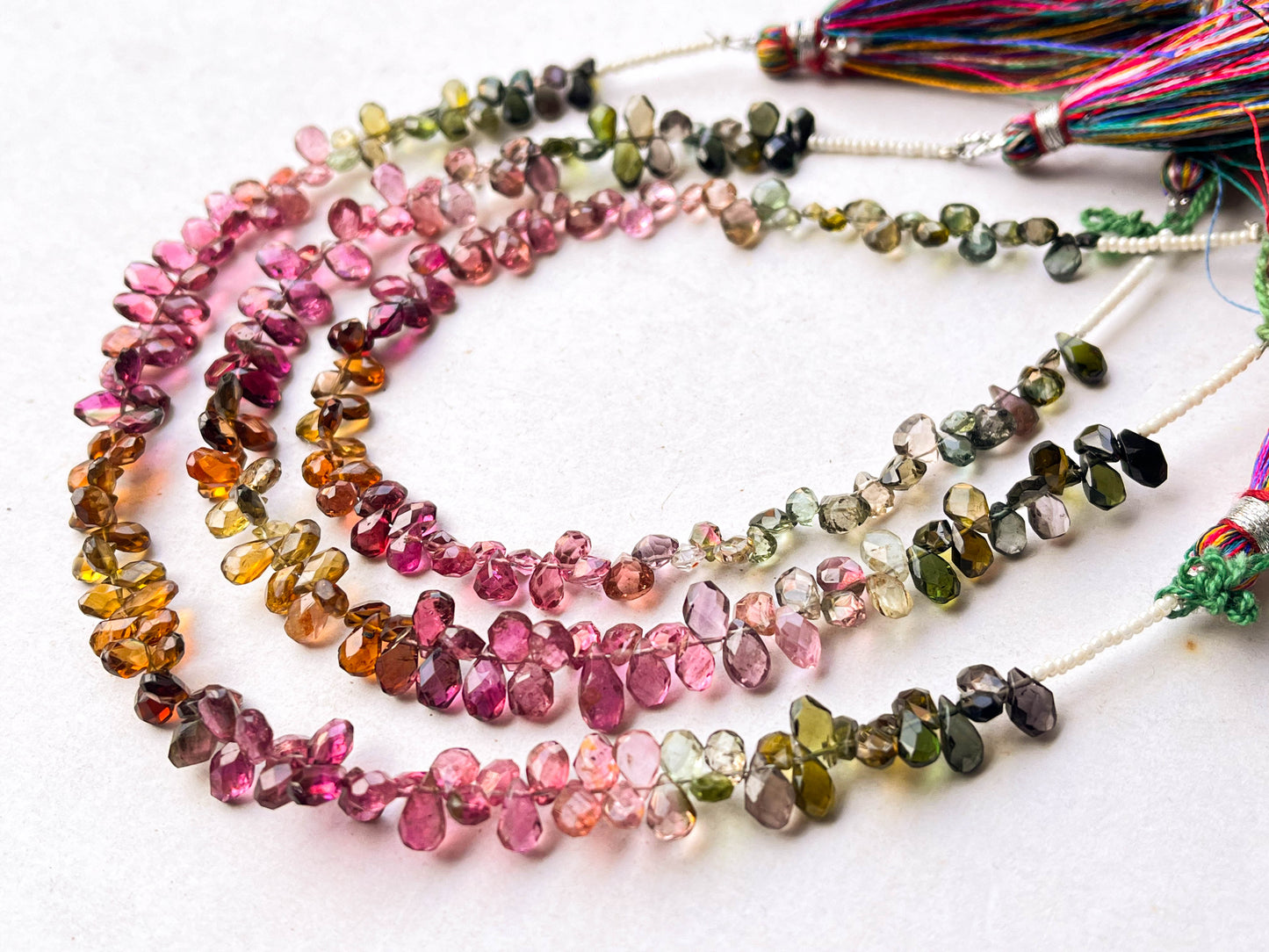 Natural Multi Tourmaline faceted Briolette Beads Beadsforyourjewelry