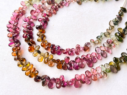 Natural Multi Tourmaline faceted Briolette Beads Beadsforyourjewelry