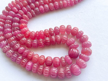 Natural Ruby Glass Filled Carving Melons Shape Beads | 16 inch Beadsforyourjewelry