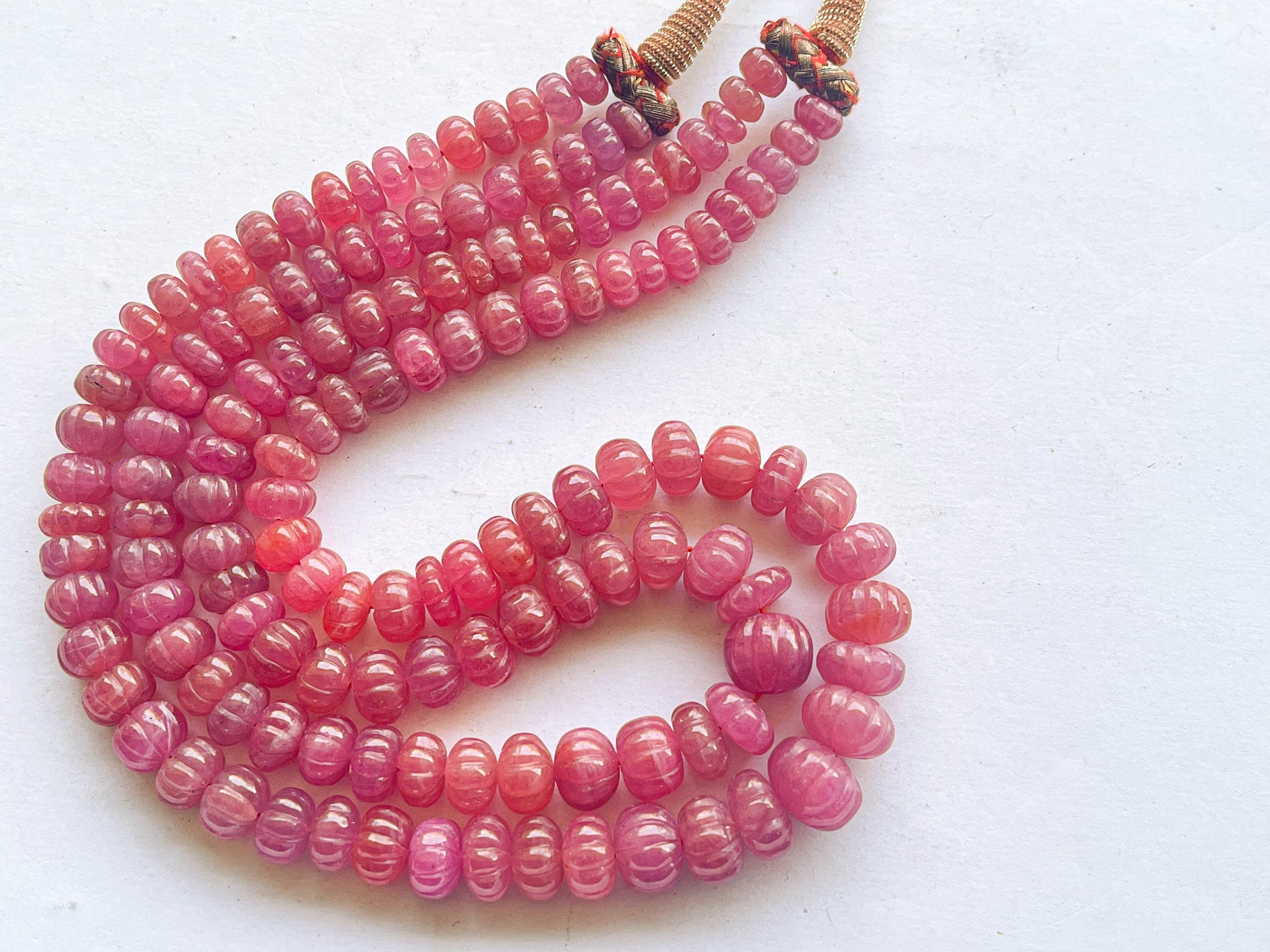 Natural Ruby Glass Filled Carving Melons Shape Beads | 16 inch Beadsforyourjewelry